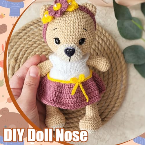 EIHI 30 Stück Sicherheitsnasen für Häkeltiere,Flocking D Typ Kunststoff Bärennasen in 3 Größen Nasen für Gelten, Plüschpuppen, Teddybär Gelenke inklusive für DIY Bastelprojekte(9mm-30mm)