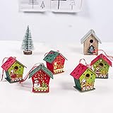 Material: madera LbojailiAi Árbol De Navidad Colgando Decoración Navidad con Pilas Santa Elk Casa De Madera Luz UNANone