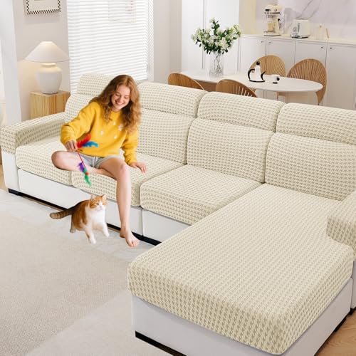 MAXIJIN Couch Cushion Covers for Sectional Sofa, Stretch Sofa Cushion