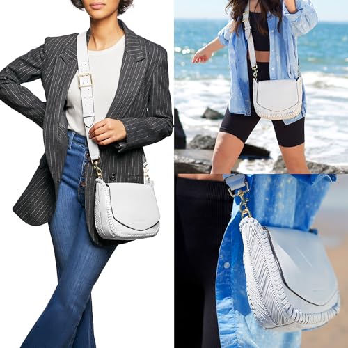 Image of Aimee Kestenberg All For Love Saddle Crossbody Bag for Women - Leather Crossbody Purse - Adjustable & Removable Strap