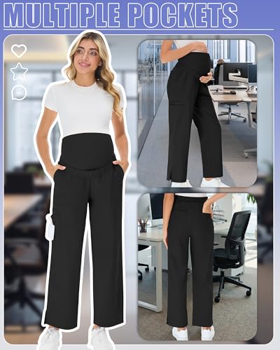 Image of 2 Pack Womens Maternity Pants Scrub with 6 Pockets