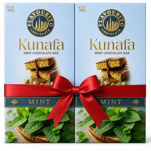 Image of Flavourito Kunafa Pistachio Chocolate Bar 100g, Satisfying, Sharp Snap Of Smooth Milk Chocolate that Gives Way to a Creamy, Rich, and Nutty Pistachio (Mint Pack Of 2) DECADENT FOODS
