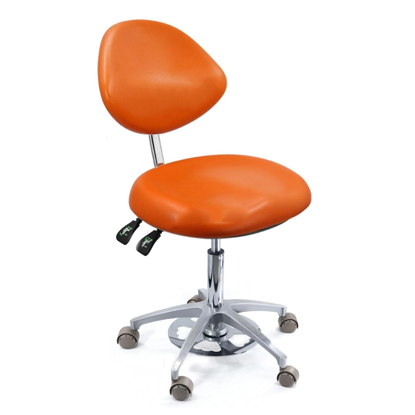 Sedia per assistente odontoiatrico, sgabello girevole a 360° con comando a piede, in pelle PU, per cliniche e studi dentistici, design ergonomico per comfort e supporto