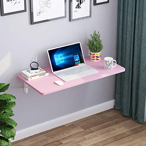Bureau d'ordinateur de chambre rabattable pour petit espace rose