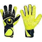 uhlsport supergrip bionik+ goalkeeper glove Refuerzos de látex con perforaciones transpirables envuelven en el borde de la mano para un mejor agarre.