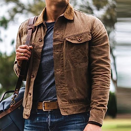 Kinkia Men's Cotton Utility Jacket Windbreaker Casual Button Down Lightweight Work Cargo Shirt Jacket with Pockets2