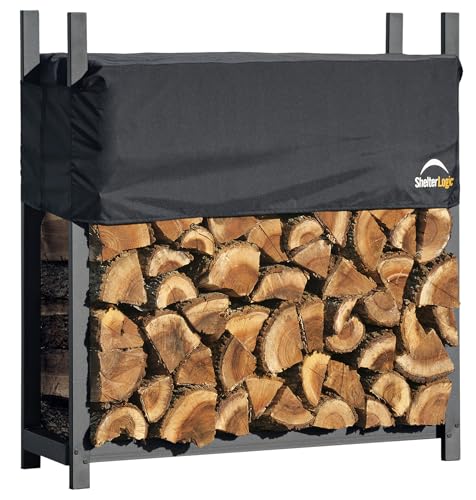 ShelterLogic Kaminholzregal mit hochwertigem Stahlrahmen und verstellbarer wasserabweisender Abdeckung, 122 cm