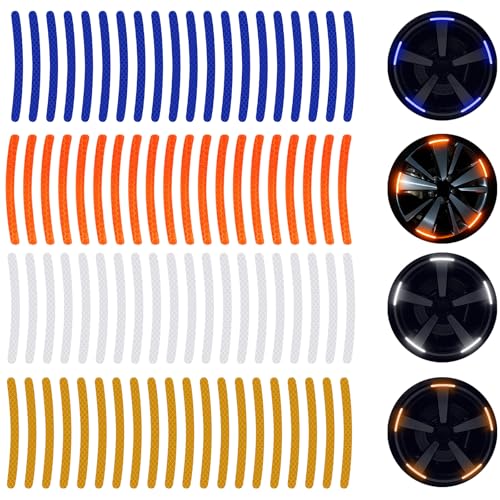 80PCS 3D Reflective Wheel Hub Stickers, Car Tire Warning