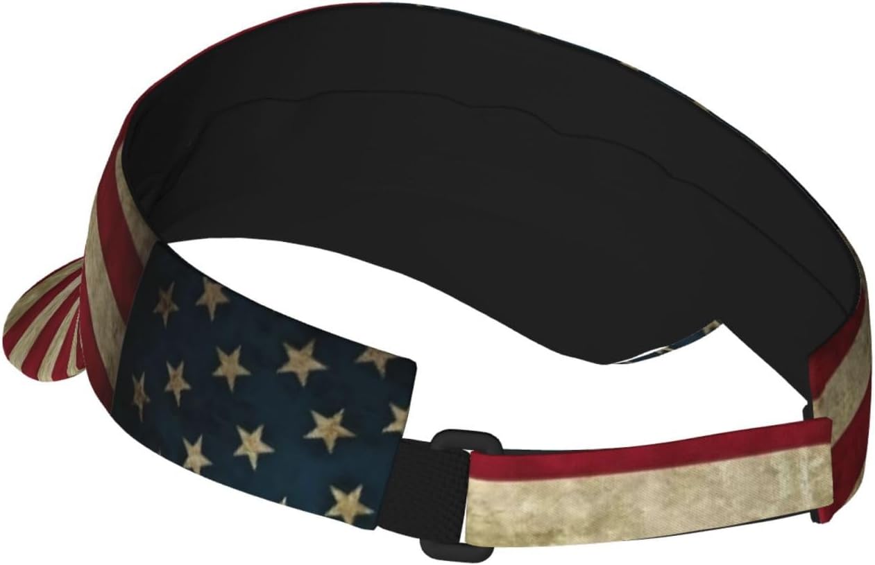 American Flag Print Foldable Sun Visor Hat Lightweight Adjustable Sun Visor Hat Outdoor Sports Cap for Adults Black