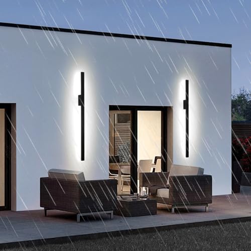 Luminaire mural pour jardins et terrasses design linéaire noir applique LED extérieure 180cm