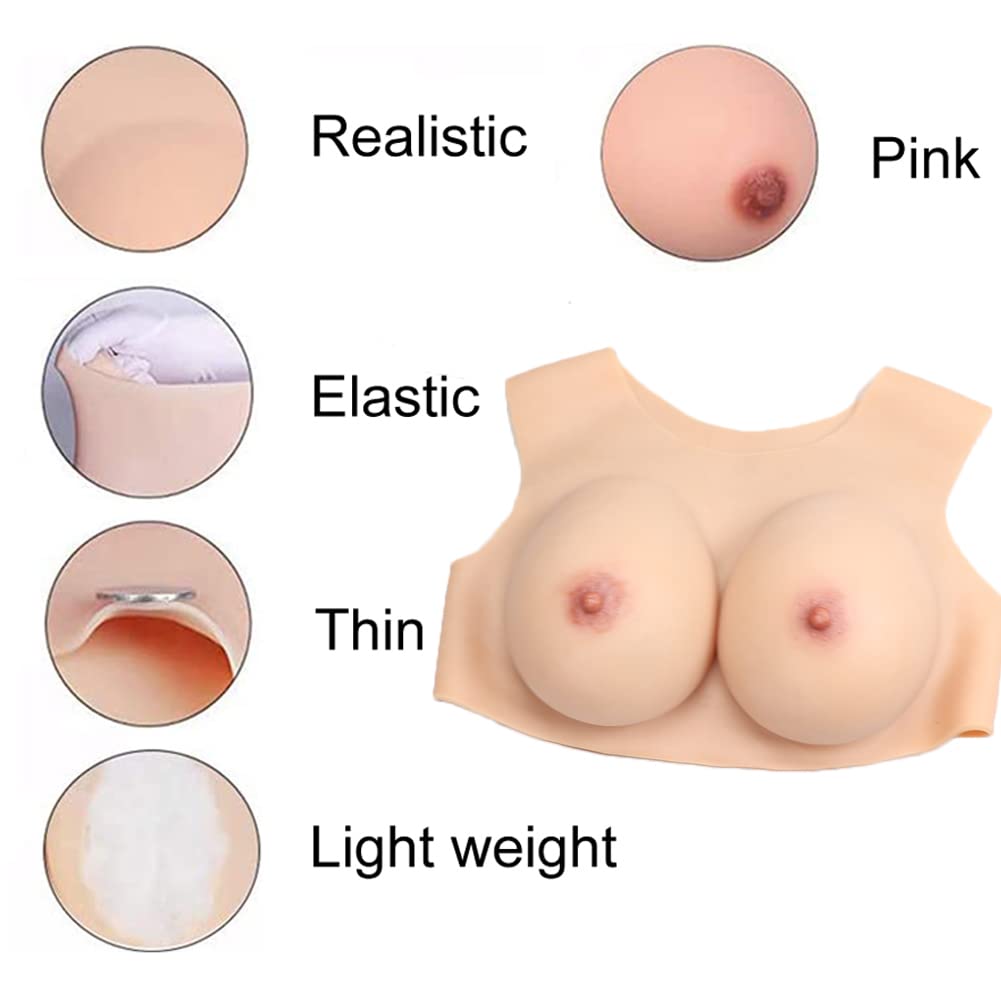 Pettorale In Silicone Con Colletto Rotondo – Protesi Seno Realistica Coppa C-G, Seni Finti Per Travestiti, Trans E Drag Queen
