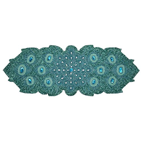 Beaded Table Runner 36Inch,Glitz Table Runner,Decorative Table Runner,Farmhouse Decor Table Runner,Rustic Bridal Shower Beaded Table Runner,Beaded Christmas Table Runner-13X36 Teal Tonal Multi #TOP4