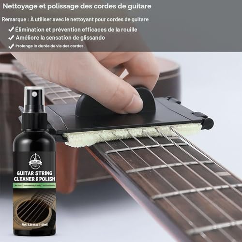 WAN2TLK kit nettoyage guitare 9 pièces, produits de nettoyage et d'entretien pour guitares, Huile Citronnée pour Touche, Nettoyant Cordes, Polish Frettes et Accessoire Guitare – vue 5