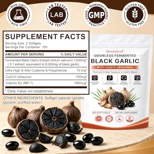StressXcel Odorless Aged Garlic Extract Softgels
