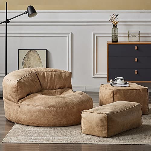 Opiniones de Puff Walmart - los preferidos. 45 SXBCyan Sillones Puff For Adultos Sin Relleno Sillón Puff De Piel Sintética Puf Otomano Taburete Asiento De Esquina Reposapiés Muebles(Retro Beige,Sofa+Pedal+Stool Cover)