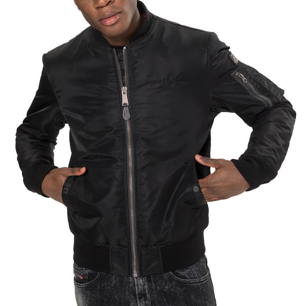 Schott Nyc Men's Blackone Schott Jet 17 Black Bomber Jacket - Large