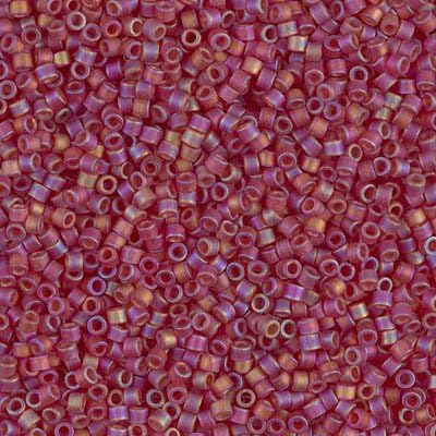 Miyuki Delica 11/0 Cylinder Seed Beads - Matte Tr Dk Cranberry AB - DB0867 5 grams