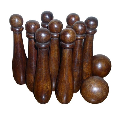 TG,LLC Treasure Gurus Rustic Colonial Wooden 9 Pin Bowling Game