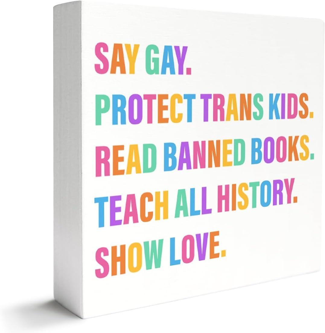 7x7 Inch Wood Box Sign Rainbow Quote Desk Shelf Decor