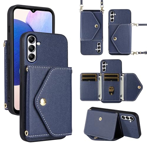 Étui bandoulière Samsung S24 anti-chute avec porte-cartes de crédit