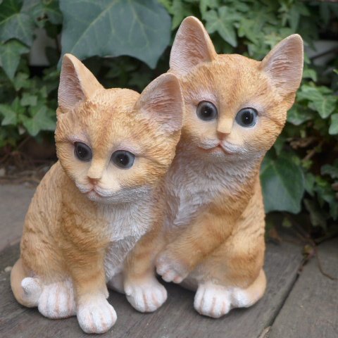Amazon.co.jp: 猫の置物 子猫の兄弟 茶トラ 9593H キャット