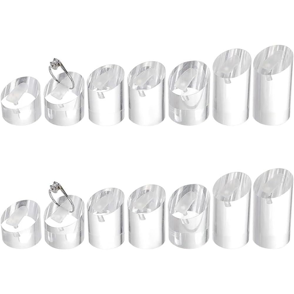 UDSKNV[KSL For Photography for Jewelry Display Stand 14 Pcs Acrylic Ring Holder 7 Sizes Clear for Store Wedding Ceremony Retail