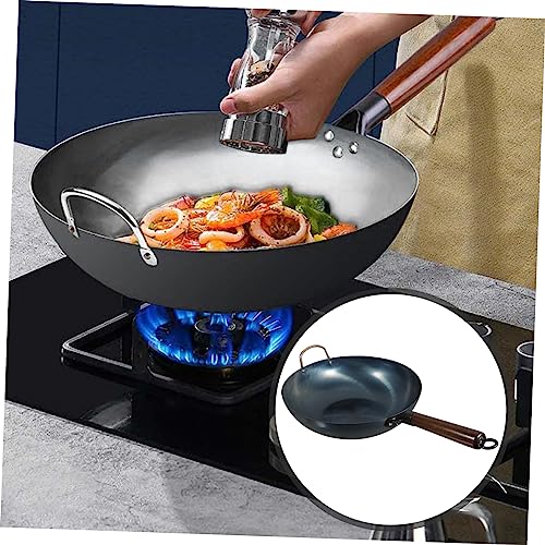 Wok tradicional de hierro con mango de madera 12 pulgadas miniatura 2