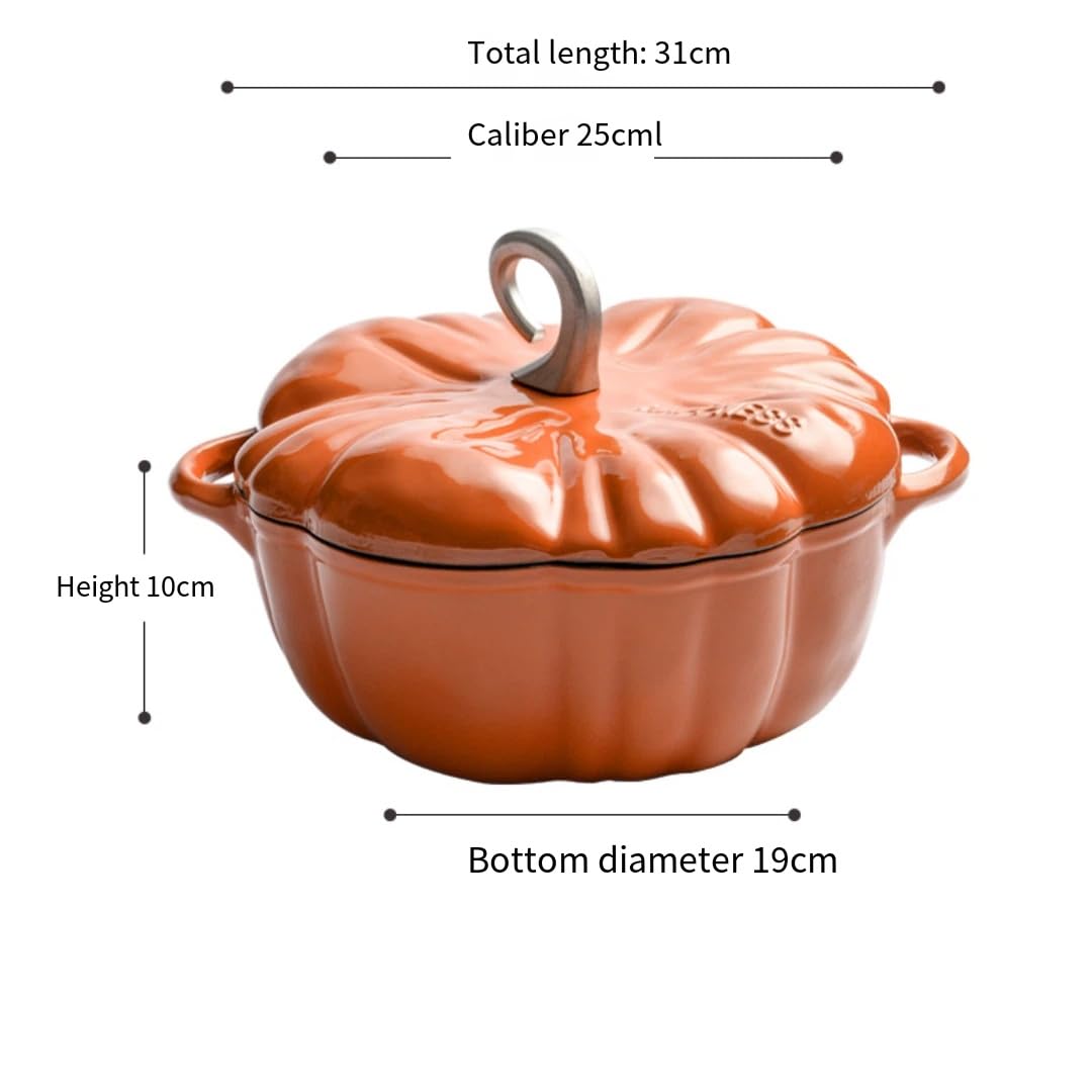 Brotbacktopf Aus Emailliertem Gusseisen,KüRbis-Design 3,7l Schmortopf Mit Deckel,Cocotte FüR Brot,Suppen & Braten, Induktionsgeeignet, Ofenfest