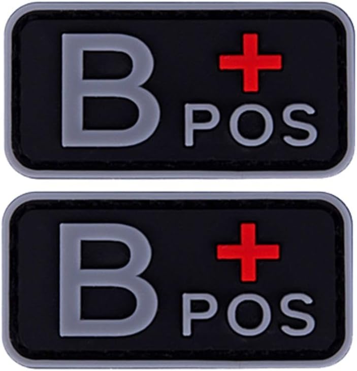 2 Blood Type Patches 3D PVC Rubber A+B+AB+O+Positive and Negative Rubber Patches DIY Badge Military Morale Small Patch Medical Armband Badge (B+)