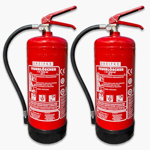 2 Pulver Feuerlöscher 6kg | Geeignet für die Brandklassen ABC | 43A 233B C | 12 Löscheinheiten (LE)â€¦ – Miniatur