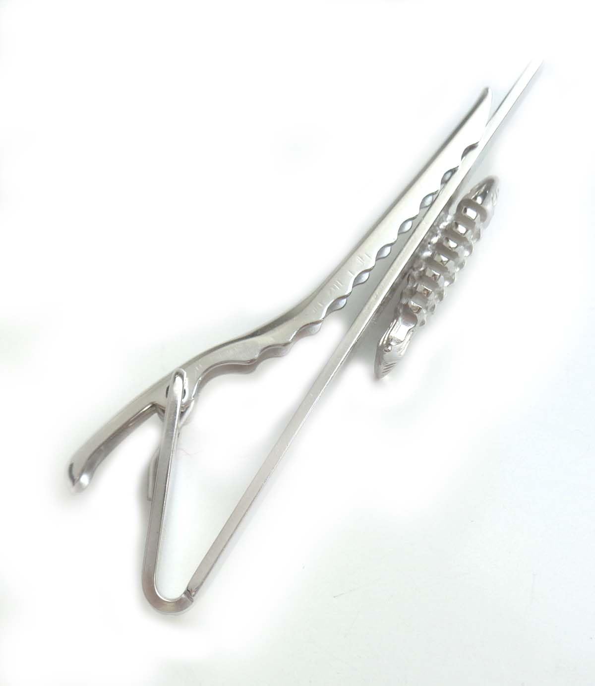 Fischgräte Krawattennadel silberfarben matt ca. 6,8 cm l. m.i. Germany + Geschenkbox