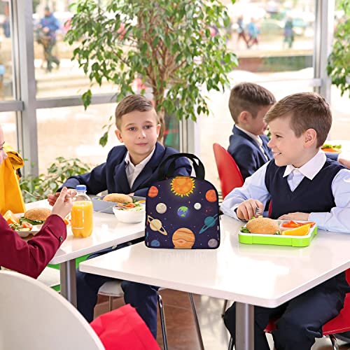 Zoczos Space Planet Large Lunch Bag Solar System Cute Cartoon Colorful Bright Planets Universe Outer Space Reusable Lunch Bag For Day Trips Beaches Sports #TOP6