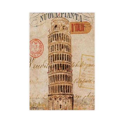 Poster Tour de Pise et Big Ben grande toile anti-plis pour cacher un mur vide