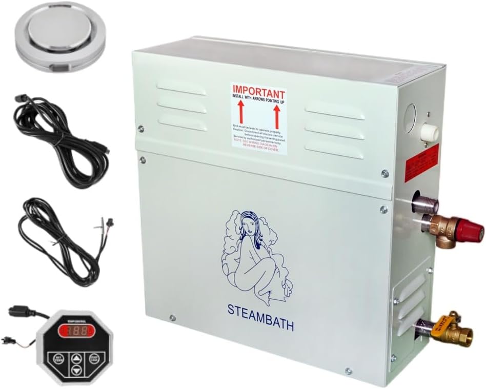 220v steam shower generator, 9kw steam shower kit with digital control, steam generator for sauna, home steam bath machine, spa generator for bathroom, steam sauna for heating 8.5 m³ (300 ft3)