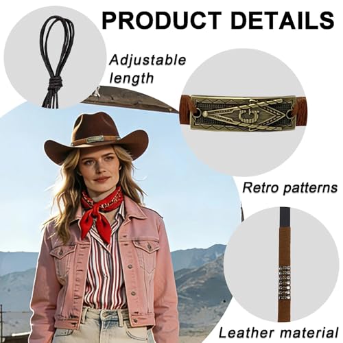 Image of Cowboy Hat Bands for Men Women, Leather Hatbands Belt for Cowboy /Western /Fedora /Cowgirl Hats