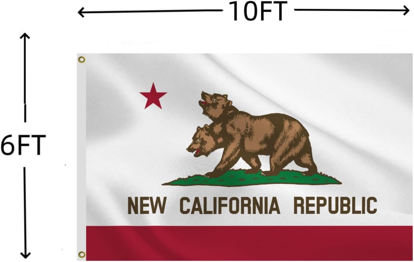 Large New California State Flag 6X10FT, NCA State Flag, Cali Bear Outdoor Polyester Flags, UV Resistant,Double Stitched Flags with Brass Grommets and Stronger Header. (6X10)