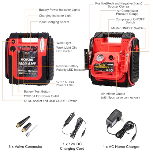 Acetek 1800A Lead-Acid Jump Starter