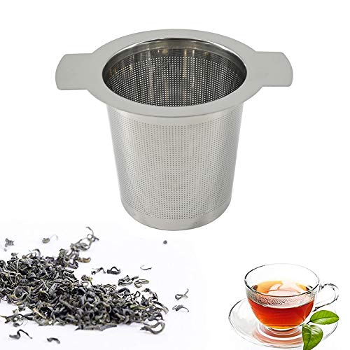 Infusor de t, colador de malla de acero inoxidable con doble asa para tazas de t sueltas, tetera y tazas