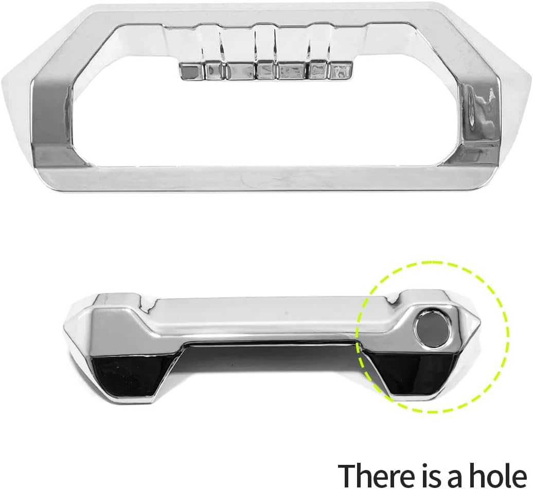 Tailgate Door Handle Cover Compatible with Toyota Tundra 2022 2023 2024 2025 Tailgate Door Handle Bowl Covers One Hole Exterior Car Accessories ABS 2PCS(Glossy Chrome Style)