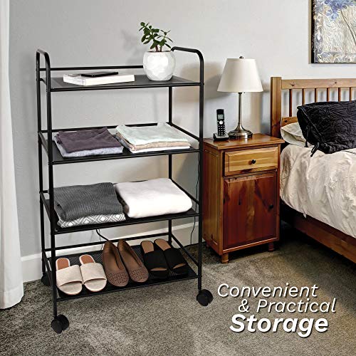 Richards Homewares Durable Metal Multi-Purpose Rolling Utility Cart, 4-Tier, Black #TOP6