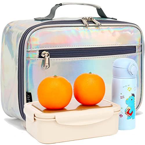 Flowfly Kids Lunch Box Insulated Soft Bag Mini Cooler Back To School Thermal Meal Tote Kit For Girls, Boys, Silvery #TOP6