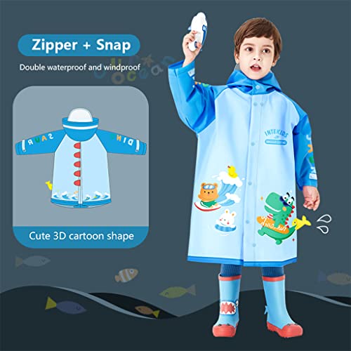 Image of Kids Raincoats Hooded Rain Poncho Waterproof Rain Jacket Boys Girls Rain Suit Cute 3D Cartoon Rainwear 2-12 Years