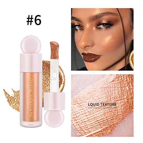 Highlighter With Face Brush Liquid Highlighter Luminizer With Shimmer Finish Long Lasting Smooth Lightweight Highlighter Smudge Proof, Natural-Looking Waterproof Face Illuminator#06 #TOP1