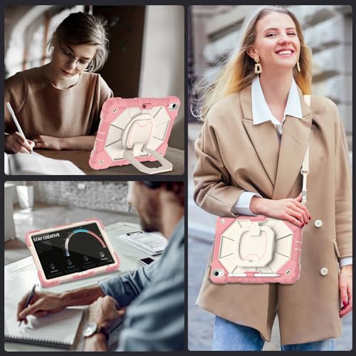 Image of Auizotl Case for iPad (A16) 11th /10th Generation 11'' /10.9'' (2025 /2022),Rotating Stand iPad Case 10th Gen with Screen Protector,Heavy Duty Shockproof Cover for 10th Generation 10.9 Inch,Rosegold