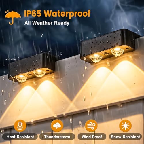 Bridika Solar Deck Lights Outdoor with Remote, L-Shaped Design, Black 16 — view 7