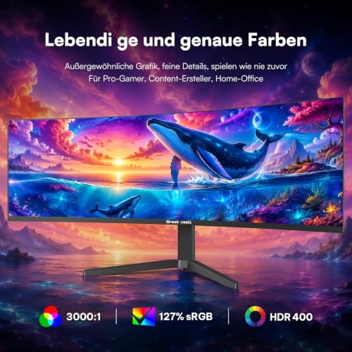 Great voell 49 Zoll Gaming Monitor Curved, DQHD 5120 x 1440, 165Hz – Ansicht 4