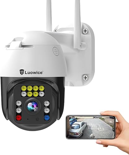 Cámara de seguridad PTZ de 8 MP para exteriores FHD WiFi Cámara IP con detección de Humaniod, seguimiento automático, visión nocturna a color,