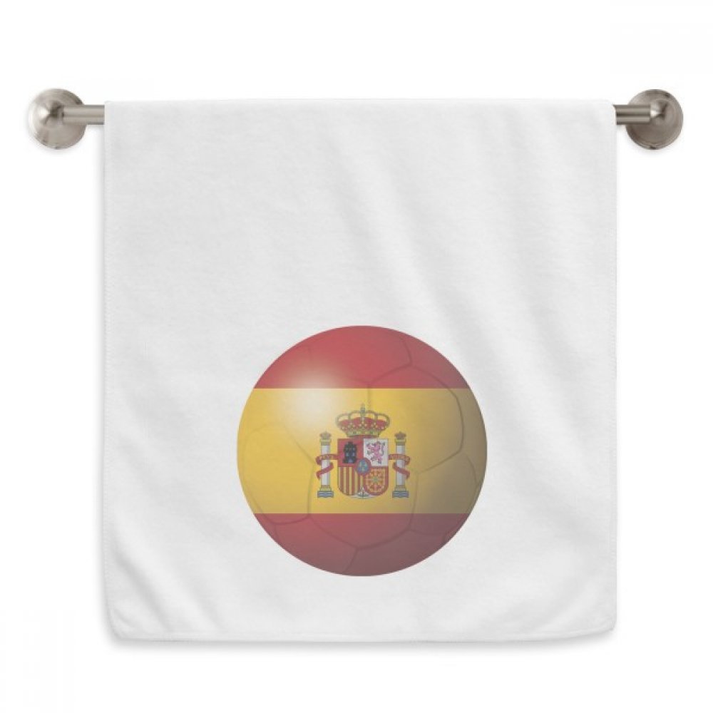 Serviette blanche Espagne drapeau football débarbouillette sport et visage 13x29 pouces