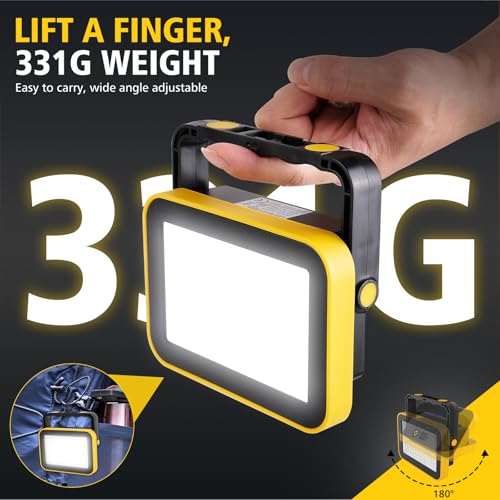NATPOW LED Strahler Akku, LED Baustrahler Akku Tragbar SMD LED Strahler Arbeitsstrahler Werkstattlampe 180° Drehung Campinglampe für Baustelle Garage Werkstatt(2 Stück)