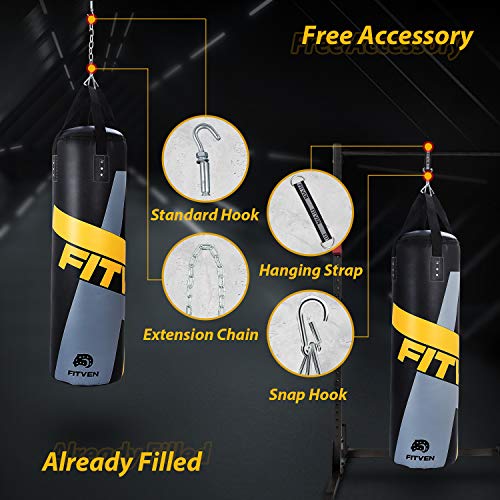 FITVEN Punching Bag with Wall Bracket for Man Women Kids, Indoor/Garden Boxing Bag, Heavy Bag for MMA Kickboxing - 50LB - Thumbnail 3